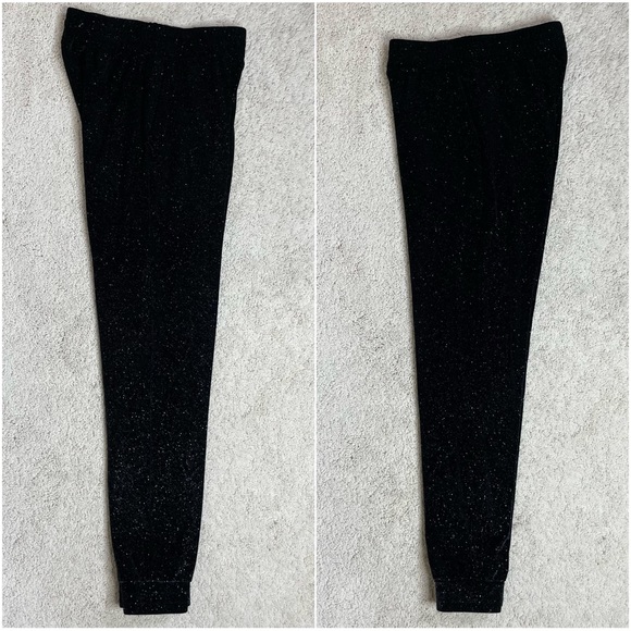 Beach Riot Josie Black Metallic Sparkle Glitter Velvet Jogger Lounge Pant - Picture 5 of 11
